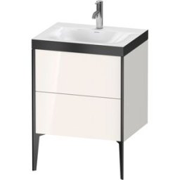 Duravit XViu Table de toilette XV4709OB222P 60x48cm, 2 2000 - out, match3 trou de coulée, noir mat, Cadres P, blanc haute brillance
