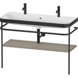 Combinaison lavabo pour meuble Duravit Happy D.2 Plus HP4759O92920000 117,5x49cm, avec 1 trou pour robinetterie, console en métal, finition satinée gris pierre