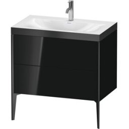 Duravit XViu Table de toilette XV4710OB240P 80x48cm, 2 2000 - out, Match2 trou de coulée, noir mat, Cadres P, noir brillant