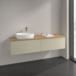 Villeroy und Boch Meuble sous-vasque Villeroy et Boch Antao L37011HJ 160x36x50cm, plan vasque couleur chêne miel, laqué mat gris soie