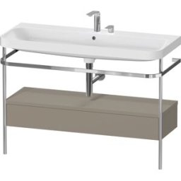 Duravit Happy D.2 Plus combinaison lavabo pour meuble HP4844E92920000 117,5x49cm, avec console en métal, 2 trous pour robinetterie, gris pierre satiné mat