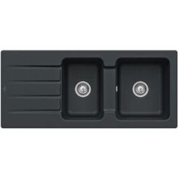 Villeroy und Boch Villeroy & Boch Architectura MetalRim évier encastré 338001S5 avec jeu de déchets et fonctionnement manuel, ébène