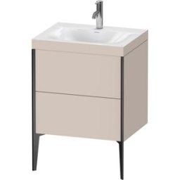 Duravit XViu Table de toilette XV4709OB291C 60x48cm, 2 2000 - out, Match2 trou de coulée, noir mat, Cadres C, taupe mat