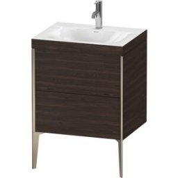 Duravit XViu Table de toilette XV4709OB169C 60x48cm, 2 2000 - out, Match2 trou de coulée, champagne mat, Cadres C, noyer satiné
