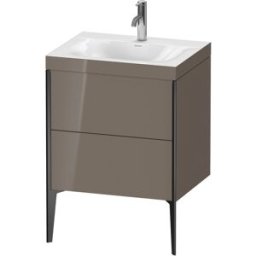 Duravit XViu Table de toilette XV4709OB289C 60x48cm, 2 2000 - out, Match2 trou de coulée, noir mat, Cadres C, flanelle gris brillant