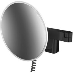 Emco evo LED rasage / Miroirs cosmétiques 109513346 noir, grossissement 3x, Ø 209 mm, rond, connecteur, système d'éclairage