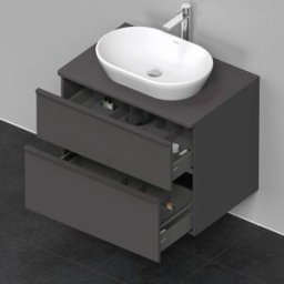 Duravit D-Neo DE496704949 80 x 55 cm, Graphite Mat , suspendu, 2 tiroirs, plaque console 2000