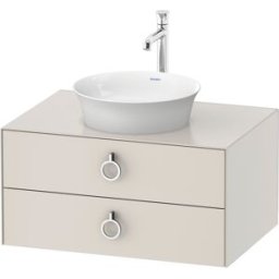 Duravit White Tulip meuble sous-vasque WT499003939 80 x 55 cm, Nordic Weiß Seidenmatt , suspendu, 2 tiroirs avec poignée, plaque console 2000