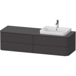 Duravit Happy D.2 Plus meuble sous-vasque HP4963R8080 160x55cm, pour console, 4 tiroirs, pour lavabo meuble, droite, graphite super mat