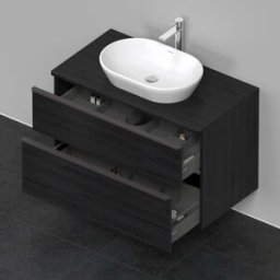 D-Neo Duravit vasque DE496801616 100 x 55 cm, chêne noir, suspendu, 2 tiroirs, plaque console 2000