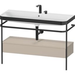 Combinaison lavabo pour meuble Duravit Happy D.2 Plus HP4744E60600000 117,5x49cm, avec console en métal, 2 trous pour robinetterie, finition satinée taupe