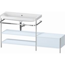 Combinaison lavabo pour meuble Duravit Happy D.2 Plus HP4853N9797 160 x 49 cm, sans trou pour robinetterie, finition satinée bleu clair, avec console en métal