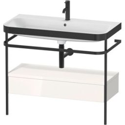 Combinaison lavabo pour meuble Duravit Happy D.2 Plus HP4743O2222 97,5 x 49 cm, 1 trou pour robinet, brillant blanc , avec console en métal