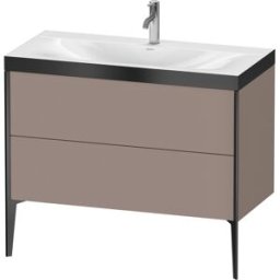 Duravit XViu Table de toilette XV4711OB243P 100x48cm, 2 2000 - out, Match2 trou de coulée, noir mat, Cadres P, basalte mat
