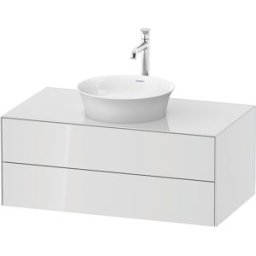 Duravit White Tulip meuble sous-vasque WT498608585 100 x 55 cm, Blanc Brillant , suspendu, 2 tiroirs, plaque console 2000