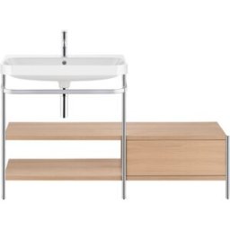 Duravit Happy D.2 Plus combinaison lavabo pour meuble HP4852O7171 140 x 49 cm, 1 trou pour robinetterie, chêne méditerranéen, avec console en métal