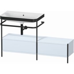 Combinaison lavabo pour meuble Duravit Happy D.2 Plus HP4762N9797 140x49cm, avec console en métal, sans trou pour robinetterie, finition satinée bleu clair
