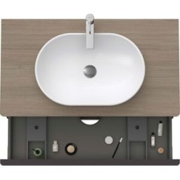 D-Neo Duravit vasque DE496803535 100 x 55 cm, chêne Terra, suspendu, 2 tiroirs, plaque console 2000