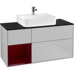 Villeroy und Boch Villeroy et Boch Finion Villeroy et Boch F162HBGJ 120cm, plaque de finition noir mat, tablette gauche Peony , gris clair mat