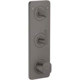 Hansgrohe Axor Citterio C module thermostat 380/120, 49701340 encastré, avec plaque pour 2 consommateurs, chrome noir brossé, coupe cubique