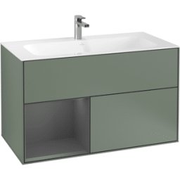 Villeroy und Boch Villeroy et Boch Finion Villeroy et Boch G030GKGM 99,6x59,1cm, éclairage mural, étagère gauche anthracite mat, Olive Matt Lacquer