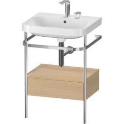 Duravit Happy D.2 Plus combinaison lavabo pour meuble HP4840E7171 57,5 x 49 cm, 2 trous pour robinetterie, chêne méditerranéen, avec console en métal