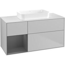 Villeroy und Boch Villeroy et Boch Finion Villeroy et Boch F701GKGJ 120x60,3x50,1cm, tablette gauche anthracite mat, gris clair mat