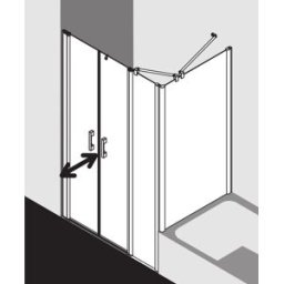 Kermi Pega porte battante avec panneau fixe PEPFL11018VZK 110x185cm, verre de sécurité trempé brillant argenté SR Arena C Clean, gauche, sur receveur de douche