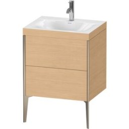 Duravit XViu Table de toilette XV4709OB130C 60x48cm, 2 2000 - out, match3 trou de coulée, champagne mat, Cadres C, Eiche natur