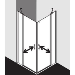 Kermi demi-porte d'entrée d' Liga avec champ fixe LIEPL08320VPK 83x200cm, argent brillant, verre de sécurité trempé clair, gauche, sur la zone de douche