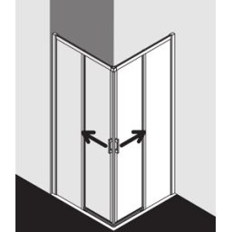 Kermi Liga coulissant demi-entrée. 2 pièces sans sol LIC2R083201AK 83x200cm, argent mat brillant, verre de sécurité trempé, à droite, sur la zone de douche