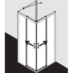 Kermi Pega porte d' Pega Kermi coulissante 2 pièces sans sol PEC2R12020VPK 120x200cm, argent brillant, verre de sécurité trempé clair, à droite, sur receveur de douche