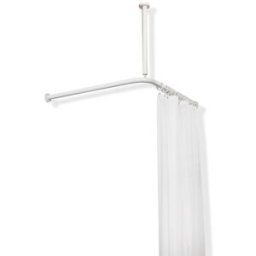 Hewi 801 tringle à rideaux 801.34.146218 900 x 900 mm, 18 anneaux de rideau, senfgelb , avec suspension au plafond et rideau de douche