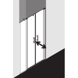 Kermi Pega porte battante avec panneau fixe PEPFR12020VPK 120x200cm, argent brillant, verre de sécurité trempé clair, à droite, sur receveur de douche