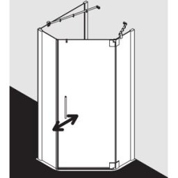 Kermi Pasa XP cabine de douche pentagonale porte battante PXR5010020VPK 100x100x200cm, argent brillant, verre de sécurité trempé clair, droite