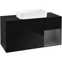 Villeroy und Boch Villeroy et Boch Finion F712GKPH 120x60,3x50,1cm, tablette droite anthracite mat, Glossy Black Lacquer