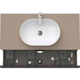 D-Neo Duravit vasque DE496907575 120 x 55 cm, Lin , suspendu, 2 tiroirs, plaque console 2000