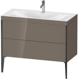 Duravit XViu Table de toilette XV4711OB289C 100x48cm, 2 2000 - out, Match2 trou de coulée, noir mat, Cadres C, flanelle gris brillant