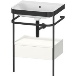 Combinaison lavabo pour meuble Duravit Happy D.2 Plus HP4740N3636 57,5 x 49 cm, sans trou pour robinetterie, blanc , avec console en métal