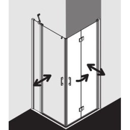 Kermi Liga Kermi angle porte pliante Liga battante LI2CR080181PK 80x185cm, argent mat brillant, verre de sécurité trempé clair, droite, sur receveur de douche