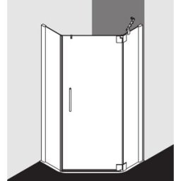 Kermi Pasa XP cabine de douche pentagonale porte battante PXR4709020VPK 90x90x200cm, argent brillant, verre de sécurité trempé clair, droite