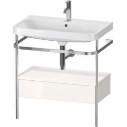 Combinaison lavabo pour meuble Duravit Happy D.2 Plus HP4842O2222 77,5 x 49 cm, 1 trou pour robinet, brillant blanc , avec console en métal