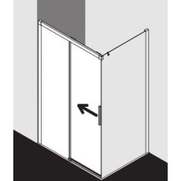 Kermi porte Nica , 2 pièces, avec panneau fixe NID2L12320VPK 123x200cm, argent brillant, verre de sécurité trempé clair, gauche, sur la zone de douche