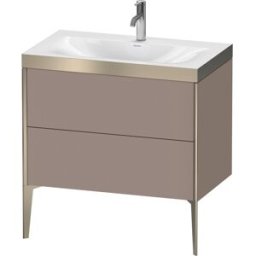 Duravit XViu Table de toilette XV4710OB143P 80x48cm, 2 2000 - out, Match2 trou de coulée, champagne mat, Cadres P, basalte mat
