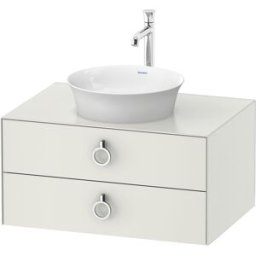 Duravit White Tulip meuble sous-vasque WT499003636 80 x 55 cm, Weiß Seidenmatt , suspendu, 2 tiroirs avec poignée, plaque console 2000