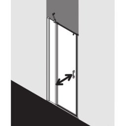Kermi Liga porte battante avec panneau fixe pour panneau latéral LI1GL10518VPK 105x185cm, argent brillant, verre de sécurité trempé transparent, gauche, sur receveur de douche