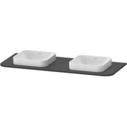 Console de lavabo Duravit Happy D.2 Plus HP032KB8080 130x55cm, avec 2 découpes, graphite super mat