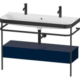 Combinaison lavabo pour meuble Duravit Happy D.2 Plus HP4764O98980000 117,5x49cm, avec 1 trou pour robinetterie, console en métal, finition satinée bleu nuit