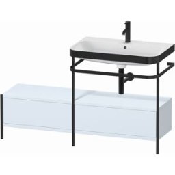 Combinaison lavabo Duravit Happy D.2 Plus HP4757O9797 140x49cm, avec console en métal, 1 trou pour robinetterie, finition satinée bleu clair