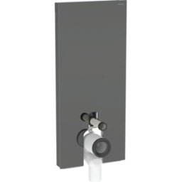 Geberit Monolith module de toilettes au sol 131033JK5 hauteur 114cm, façade verre lave, côté aluminium chrome noir